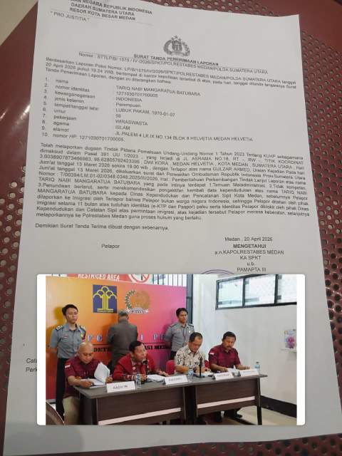 Imigrasi Sumut Dan Disdukcapil Kota Medan Abaikan LHP Ombudsman RI Sumut, Pelapor Buat LP Di Polrestabes Medan (Dok-Foto)