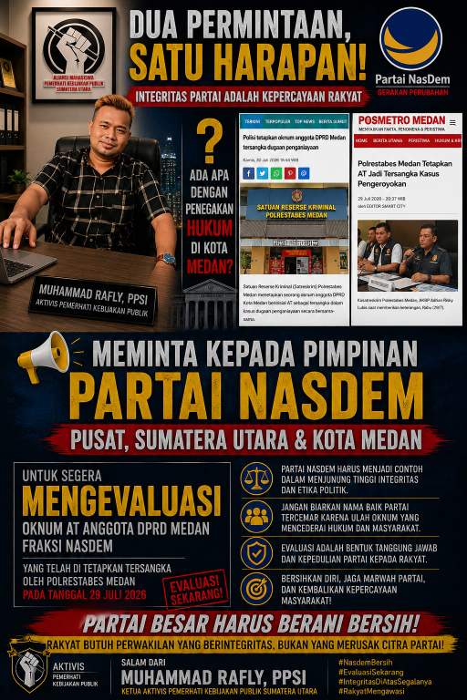 Aktivis Dan Masyarakat Minta Partai NasDem Evaluasi Anggota DPRD Kota Medan yang Berstatus Tersangka (Dok-Foto)