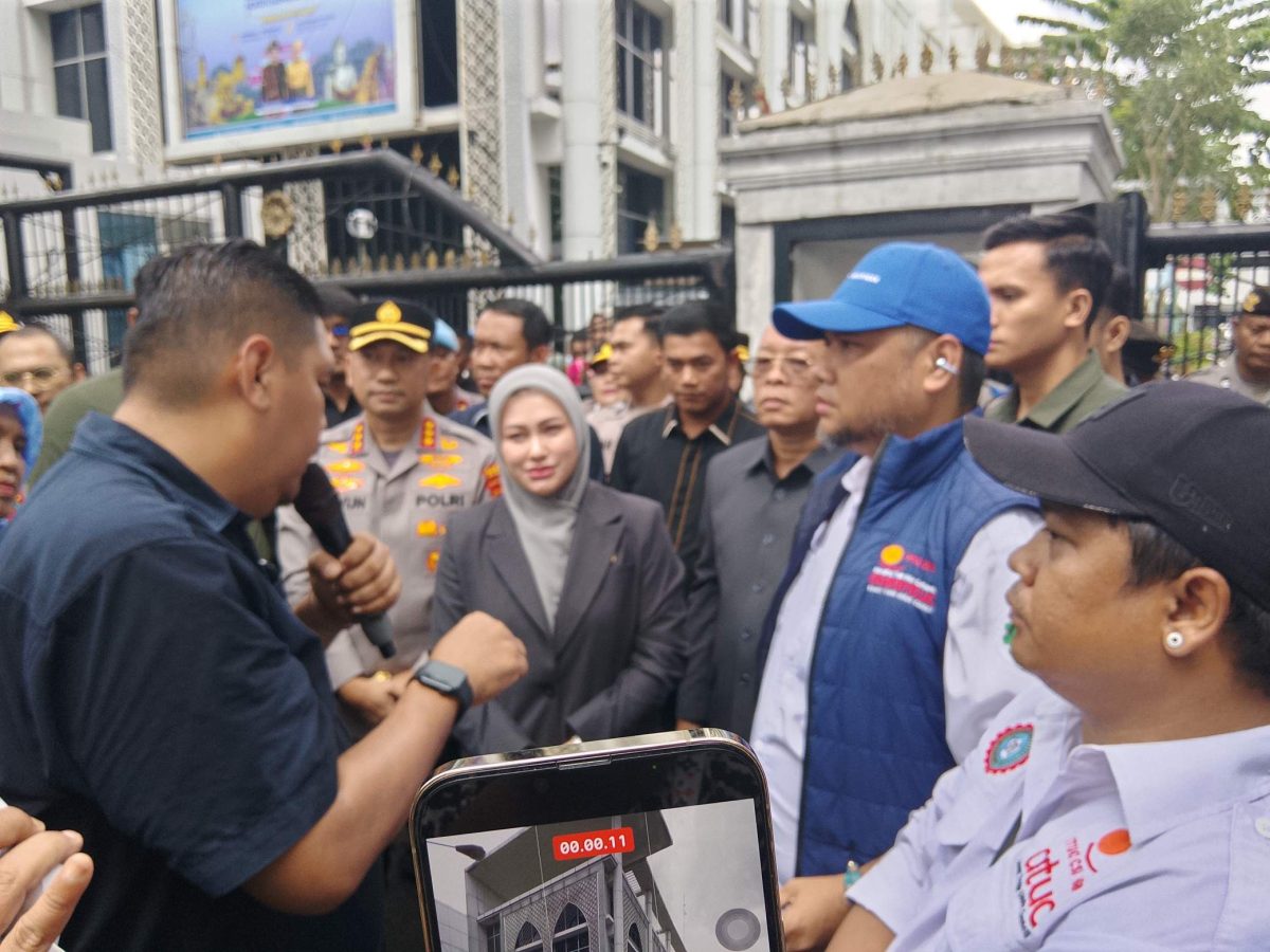 T.M.Yusuf Ketua SPSI AGN Sumut Geruduk DPRD Sumut Dukung RUU Perlindungan Ketenagakerjaan (Dok-Foto)