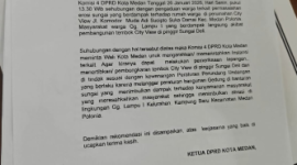 Surat Rekomendasi DPRD Medan yang belum di tanda Tangani Wong Chun Sen Ketua DPRD Kota Medan (Dok-Foto)