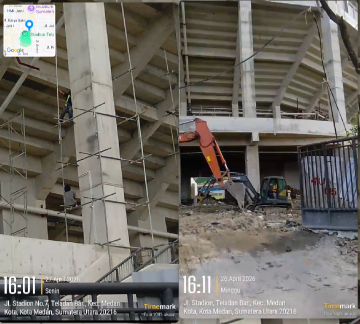 Pekerja Stadion Teladan tampak tidak menggunakan Alat Pelindung diri (Dok-Foto)