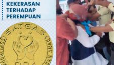 Tindakan represif satpam BRI kepada pendemo perempuan (Dok-Foto)