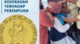 Tindakan represif satpam BRI kepada pendemo perempuan (Dok-Foto)