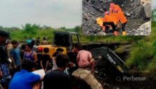 Dua pencari barang bekas berinisial R dan F tertimbun material sisa olahan logam di kawasan bekas PT Gunung Gahapi, Kecamatan Medan Deli, Selasa, 12 Mei 2026.