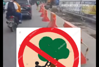 Proyek BRT di Jalan Sisingamangaraja yang membuat kemacetan dan mengorbankan Pohon sebagai paru paru dunia di Kota Medan (Dok-Foto)
