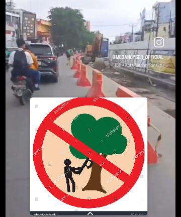 Proyek BRT di Jalan Sisingamangaraja yang membuat kemacetan dan mengorbankan Pohon sebagai paru paru dunia di Kota Medan (Dok-Foto)