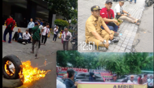 Aliansi Masyarakat Peduli Buruh Indonesia (AMPIBI) menggelar Aksi Demo di depan Cambridge Jalan S.Parman Kota Medan (Dok-Foto)