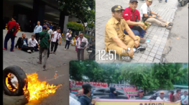 Aliansi Masyarakat Peduli Buruh Indonesia (AMPIBI) menggelar Aksi Demo di depan Cambridge Jalan S.Parman Kota Medan (Dok-Foto)