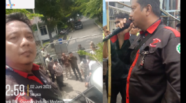 Pendemo Dewan Peduli Negeri (DPN) saat berorasi di PT KiM (Dok-Foto)