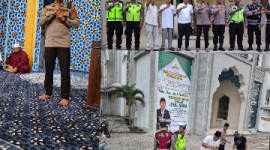 Giat Kapolsek Medan Baru bersama Lurah Madras Hulu Sholat Subuh Berjamaah Di Lanjutkan Gotong Royong di Masjid Agung Kota Medan (Dok-Foto)