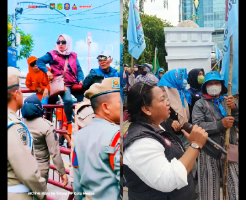 Pendemo Perempuan yang tergabung dalam Dewan Peduli Negeri saat Demo di Kantor Balai Kota Medan (Dok-Foto)