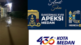 Banjir di saat HUT Kota Medan ke 439 Tahun dan Rakernas APEKSI Ke XVIII (Dok-Foto)