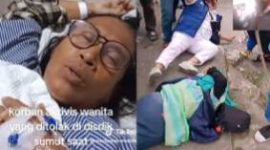 Pendemo Perempuan lagi di rawat insentif di Rumah sakit akibat tindakan represif Satpam saat demo Di Disdik Sumut (Dok -Foto)
