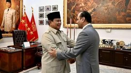 Presiden Prabowo Subianto menerima Wakil Perdana Menteri Qatar sekaligus Menteri Negara Urusan Pertahanan Sheikh Saoud bin Abdulrahman bin Hassan bin Ali Al-Thani di Istana Merdeka. (Dok-Foto)