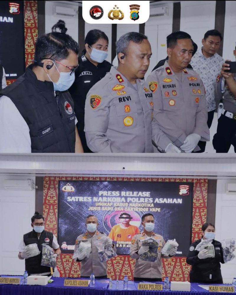 Satres Narkoba Polres Asahan Gagalkan Peredaran 10 Kg Sabu dan 1.500 Vape Diduga Mengandung Etomidate. (Dok-Foto)