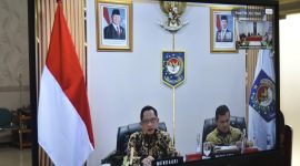 Bupati Tapanuli Tengah (Tapteng) Masinton Pasaribu, SH, MH, pada Kamis 21 Mei 2026, mengikuti rapat koordinasi secara daring melalui Zoom Meeting (Dok-Poto)