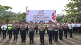 Polres Tapanuli Tengah menggelar Upacara Peringatan Hari Sumpah Pemuda ke-98 Tahun 2026 di lapangan apel Polres Tapanuli Tengah (Dok-Poto)
