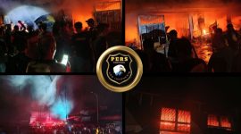 Pasar Terminal Sibolga Nauli dilalap si jago merah pada malam hari ini. Asap tebal membumbung tinggi di langit malam (Dok-Poto)