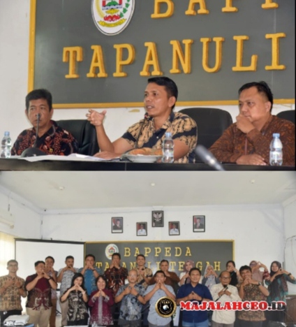 Kepala Dinas Komunikasi dan Informatika (Kominfo) Kabupaten Tapanuli Tengah (Tapteng), Budi Joniar H. Siahaan, SE, MM, didampingi Kepala Badan Pusat Statistik (BPS) Kabupaten Tapanuli Tengah, Akhirul Miswar, ME Nasution (Dok-Poto)
