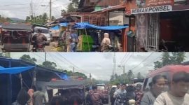 Jalan lintas pasar sibabangun merupakan area yang selalu macet akibat dari aktivitas penjual sayuran dan lain-lain yang berjualan hampir ke bahu jalan (Dok-Poto)