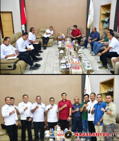 Masinton Pasaribu, SH., MH., pada Rabu, 5 Agustus 2026, menerima kunjungan silaturahmi sekaligus audiensi dari Manager PLN UP3 Sibolga, Bachtiar, beserta rombongan di Ruang Kerja Bupati Tapanuli Tengah (Dok-Poto)