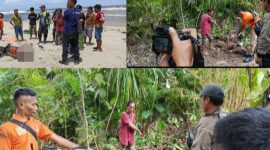 Warga desa lumut maju, kecamatan lumut, dan sekitarnya digegerkan dengan penemuan mayat seorang pria yang telah meninggal dunia tergeletak di atas pasir muara (Dok-Poto)