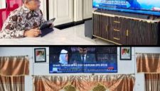 Bupati Tapanuli Tengah Masinton Pasaribu turut mengikuti dan menyaksikan penyampaian pidato Presiden Prabowo Subianto dari Jakarta (Dok-Poto)