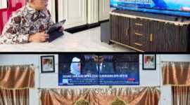 Bupati Tapanuli Tengah Masinton Pasaribu turut mengikuti dan menyaksikan penyampaian pidato Presiden Prabowo Subianto dari Jakarta (Dok-Poto)