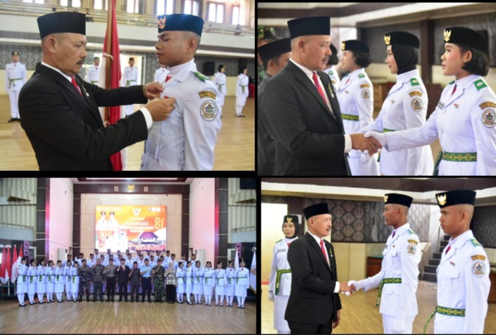 Wakil Bupati Tapanuli Tengah, Mahmud Efendi secara resmi mengukuhkan Pasukan Pengibar Bendera Pusaka (Paskibraka) tingkat Kabupaten Tapanuli Tengah (Dok-Poto)
