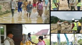 Wakil Bupati Tapteng Mahmud Efendi, SH turun langsung ke lapangan untuk meninjau penanganan Sungai Badiri di Desa Lubuk Ampolu (Dok-Poto)