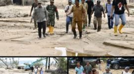 Masinton Pasaribu, SH, MH, meninjau langsung lokasi kegiatan pemulihan bencana dan penanganan Sungai Aek Saili (Dok-Poto)