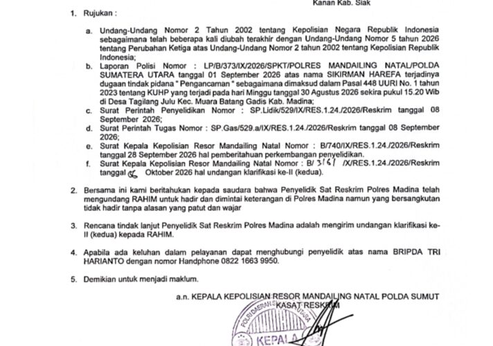 Korban Kecewa Pelayanan di Polres Madina, Korban Minta Propam Turun Tangan