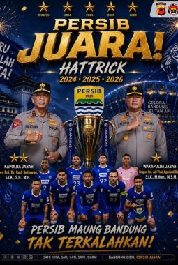 Cetak Sejarah Hattrick Juara Liga 1, Kapolda dan Wakapolda Jabar Sampaikan Apresiasi dan Selamat kepada Persib Bandung