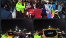 Polsek Cikalongwetan melaksanakan pengamanan arus lalu lintas dalam rangka antisipasi kegiatan konvoi suporter Persib Bandung, ( Dok - Foto ).