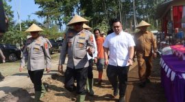 Kepala Kepolisian Daerah (Kapolda) Jawa Barat Irjen Pol Dr. Pipit Rismanto, S.I.K., M.H., melakukan peninjauan langsung lokasi program ketahanan pangan budidaya bawang putih di Desa Karangsari, Kecamatan Darma, Kabupaten Kuningan, Selasa, ( Dok - Foto )