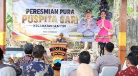 Pura Puspita Sari di Dukuh Bojong, Desa Tunjungseto, Kecamatan Sempor, Kabupaten Kebumen, Jawa Tengah, kembali digunakan setelah pemugaran. Bupati Kebumen Lilis Nuryani bersama Kapolres Kebumen AKBP I Putu Bagus Krisna Purnama meresmikan penggunaan kembali tempat ibadah umat Hindu tersebut pada Sabtu, 26 September 2026,( Dok - Foto )