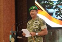 Komandan Pusat Kesenjataan Infanteri (Danpussenif) Letjen TNI Iwan Setiawan, S.E., M.M., memimpin acara Laporan Korps Kenaikan Pangkat Perwira, PNS Golongan III, serta Bintara dan Tamtama periode 1 Oktober 2026, bertempat di Graha Yuddhawastu Pramuka Pussenif, Bandung, Selasa (6/10/2026),( Dok - Foto )