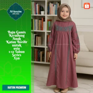 Gamis Anak Bordir Mewah Adem Free Hijab 1-12 Tahun