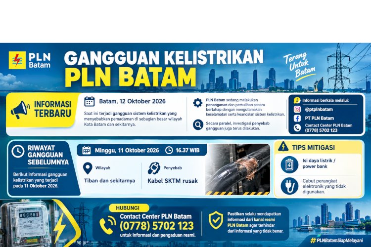 Kepala Dinas Komunikasi dan Informatika Kota Batam, Rudi Panjaitan, menjelaskan bahwa pemadaman ini menjadi perhatian serius pemerintah daerah, mengingat sebagian besar layanan masyarakat saat ini sangat bergantung pada pasokan listrik dan sistem digital. (Dok-Foto)